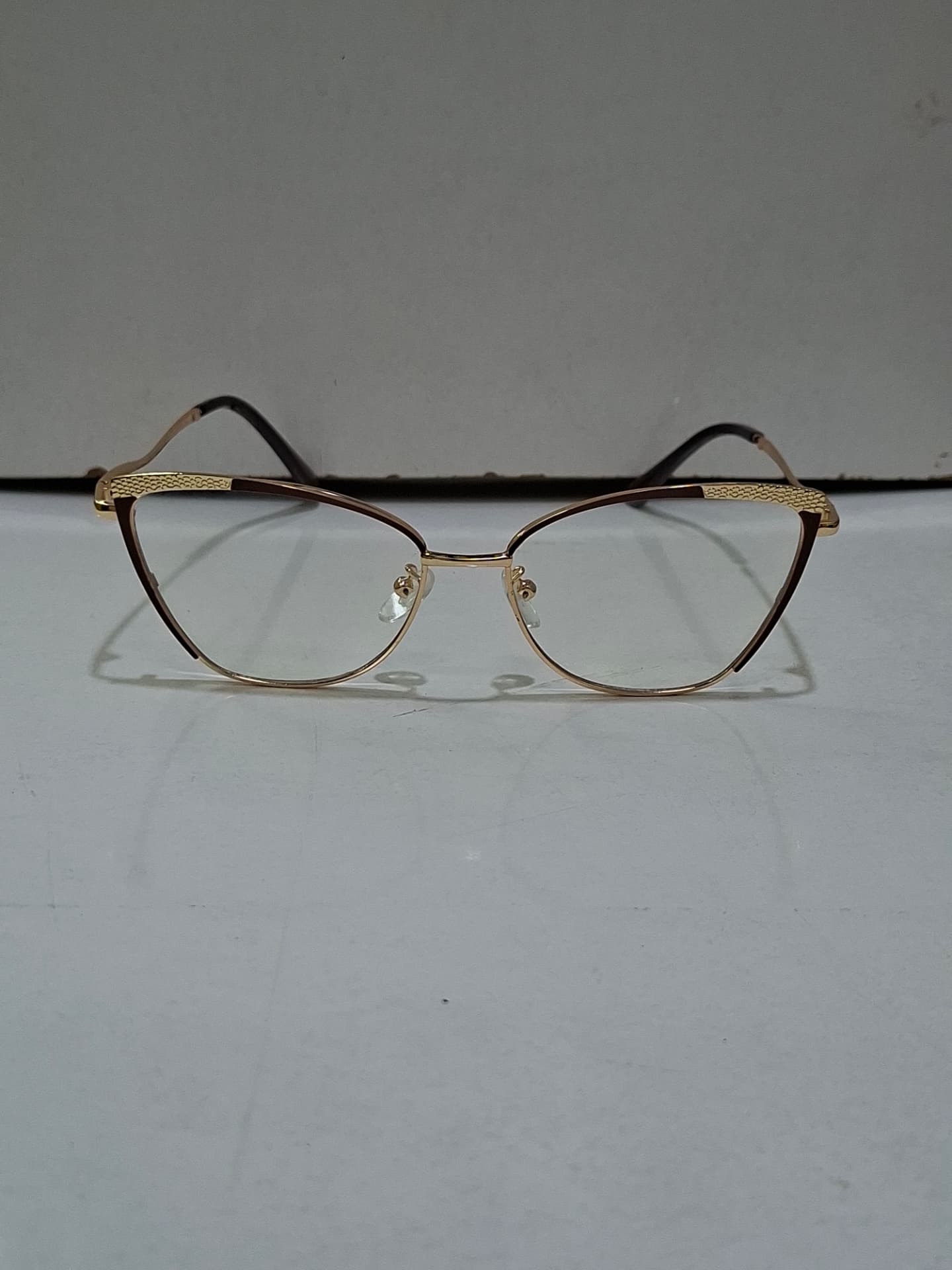 Eye Centa Collection Mocha Gold Cat-Eye Metal Optical